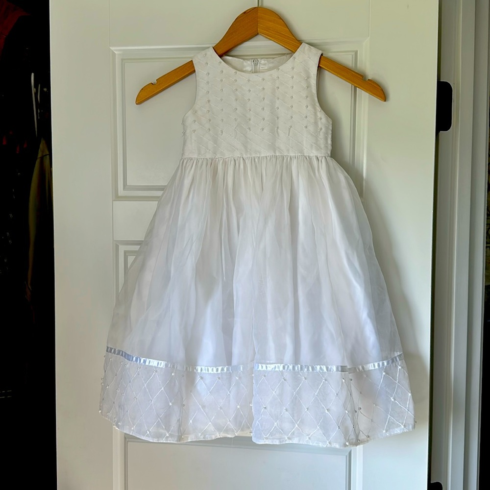 Flower girl , white, bride’s. Dress